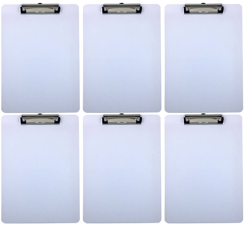 Trade Quest Clipboard Dry Erase Surface 9'' x 12.5'' Letter Size Low Profile Clip Whiteboard (Pack of 6) - Image 1